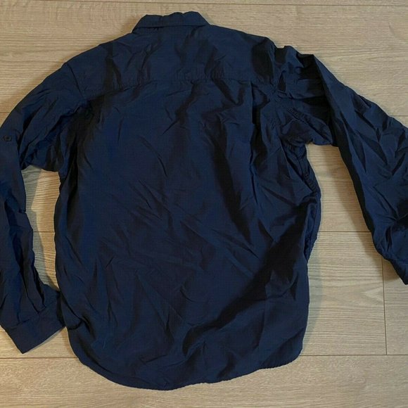 MONTBELL for Lands End M Button Front Fishing Shirt Deep Navy Blue - Picture 2 of 5